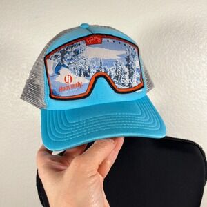 Big Truck Heavenly Lake Tahoe Goggles Graphic Trucker Hat BlueMesh Snapback 58cm